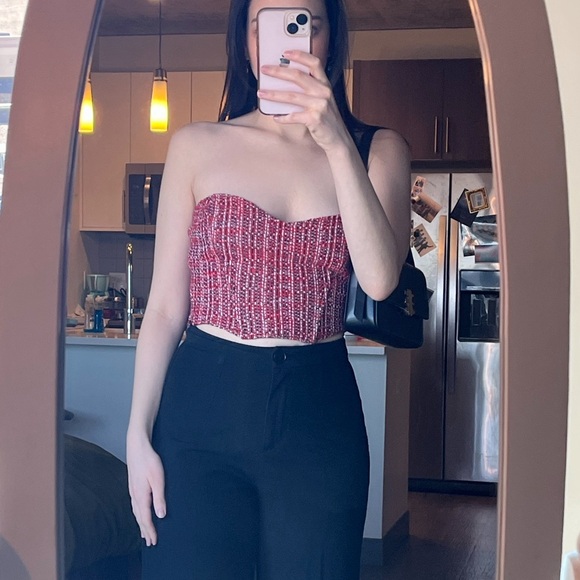 Red pattern corset/tube top - Picture 4 of 4